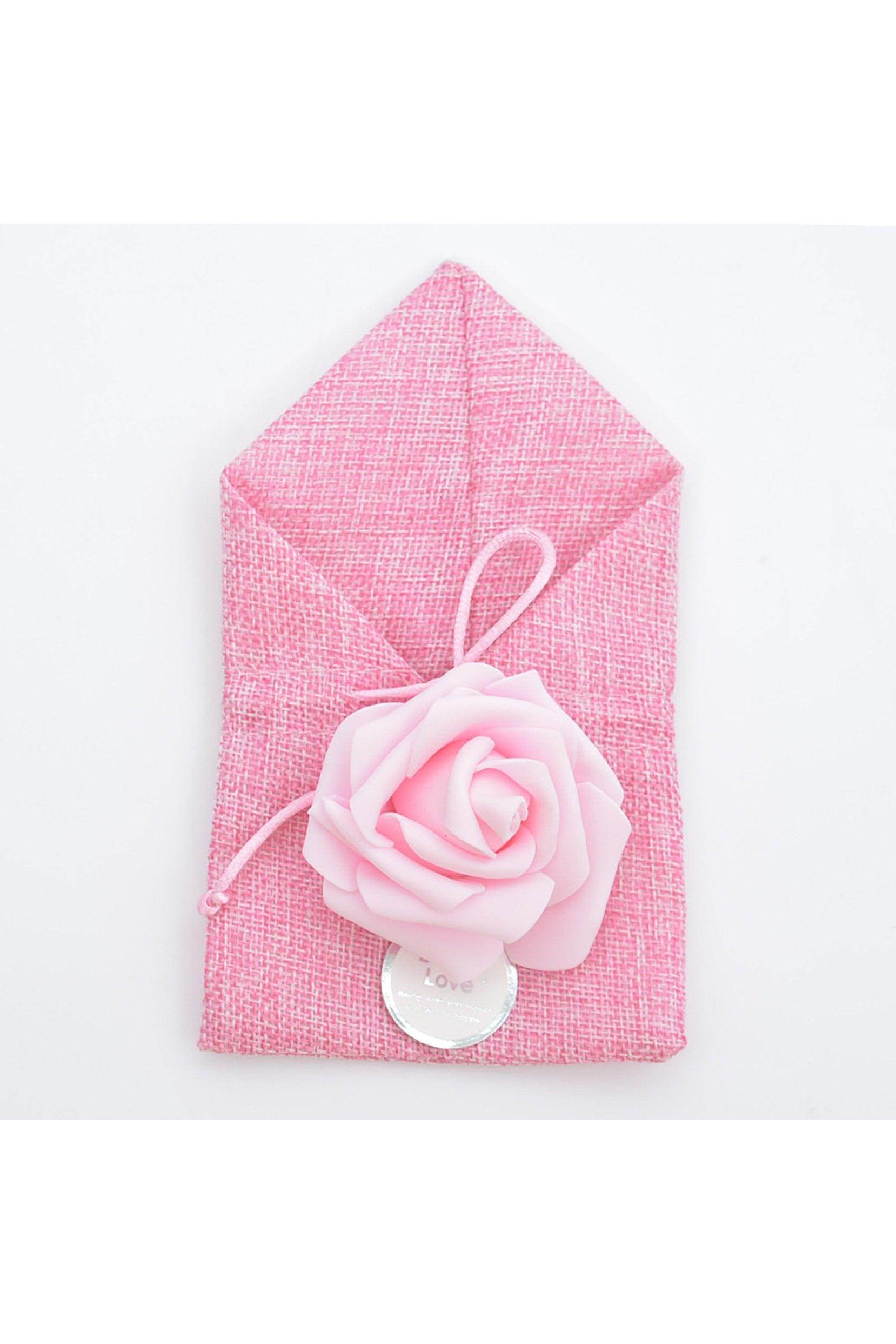 Jute Favor Bags with PE Flower and Gift Tag CGF0249 (Set of 12 pcs) - COCOMELODY